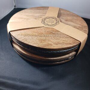Wood Round Serving Boards or Trivets set of 2 (NWT)